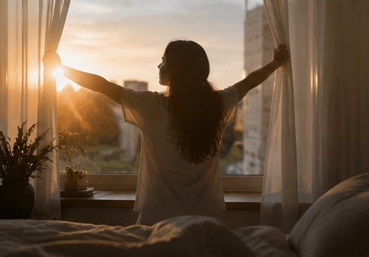 Peaceful morning light through a window